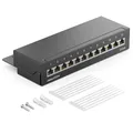 Produktbild: deleyCON CAT 6a Patchpanel Verteilerfeld 12 Port - Desktop & Wandmontage Geschirmt 12x RJ45 Buchse - TIA568A TIA568B - Schwarz