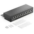 Produktbild: deleyCON CAT6a Patchpanel 12 Port Netzwerk Verteilerfeld geschirmt LSA Schwarz