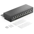 Produktbild: deleyCON CAT6a Patchpanel 12 Port Netzwerk Verteilerfeld geschirmt LSA Schwarz