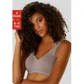 Produktbild: Soft-BH PETITE FLEUR, Damen, Gr. 80, Cup D, grau (taupe, weiß), Trikot, Obermaterial: 95% Baumwolle, 5% Elasthan, BHs Soft-BH, ohne Bügel, aus weicher Baumwolle