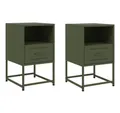 Produktbild: vidaXL Nachttisch Nachttische 2 Stk. Olivgrün 36x39x60,5 cm Stahl (2-St)