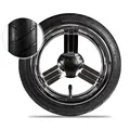 Produktbild: Bergsteiger Ersatzreifen für Kinderwagen Capri, Schwenkrad 9 Zoll, Komplettrad hinten 12 Zoll, chrome, schwarz