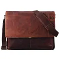 Produktbild: STILORD Athos Businesstasche Leder Herren Damen 15,6 Zoll Laptoptasche Messenger Bag Vintage Umhängetasche viele Fächer & groß Elegante Aktentasche aus echtem Leder Farbe:Mocca - Dunkelbraun