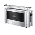 Produktbild: Russell Hobbs Toaster [Langschlitz für 2 Scheiben / 1 breite Brotscheibe] Elegance Glas/Edelstahl (extra breiter Toastschlitz, inkl Brötchenaufsatz,6 Bräunungsstufen + Auftau-&Aufwärmfunktion)23380-56