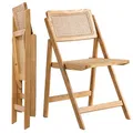 Produktbild: LIMHOME | FSC® Klappstuhl aus Holz und Wiener Geflecht/Holzstuhl mit Rattan/Holzklappstuhl für Esszimmer/Campingstuhl| Natural Farbe