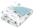 Produktbild: TupTam Krabbeldecke für Baby 120x120 cm - Gepolsterte Spieldecke Baby Baumwolle, XXL, OEKO-TEX, Weich & Hautfreundlich, Farbe: Füchse/Flugzeuge/Ballons/Grün