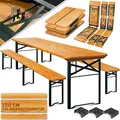 Produktbild: KESSER® Bierzeltgarnitur 3 teilig Gartenmöbel-Set Klappbar 170 x 46 x 75cm 2X Bierbänke 1x Biertisch Festzeltgarnitur Biertisch Stehtisch Sitzgarnitur Holz 12-teiliges Bodenschoner-Set