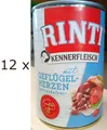 Produktbild: 12 x 400 g Rinti Kennerfleisch mit Geflügelherzen (€ 6,25/kg) Nassfutter Hunde