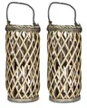 Produktbild: Levandeo® Kerzenlaterne, 2er Set Laterne Windlicht H40cm Holz Weiden Kerzenhalter Garten