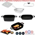 Produktbild: Aluguss Multifunktions-Set 5-in-1 Topf Bräter Grillpfanne Frittierkorb Deckel
