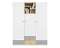 Produktbild: Deine Möbel 24 Kinderkleiderschrank POKO 01 150 / 190 / 50 cm [B/H/T] in Biskuiteiche / Weiß Lux / Grau