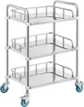Produktbild: VEVOR Labor-Rollwagen, Rollwagen aus Edelstahl mit 3 Ablagen, Labor-Servierwagen mit Lenkrollen, Dentalwagen für Klinik, Labor, Krankenhaus, Salon, 26,38