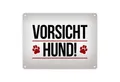 Produktbild: speecheese Metallschild Vorsicht Hund! Metallschild mit Pfoten Motiv in rot Warnung Hinweis
