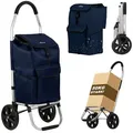 Produktbild: HOMELUX Einkaufstrolley Handwagen, mit separater Kühltasche, klappbar 41L, Handwagen mit Rollen, abnehmbare Tasche, Backgrid blau