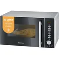 Produktbild: Severin 3-in-1 Mikrowelle mit Grill- und Heißluftfunktion, Minibackofen mit 10 Leistungsstufen, Multifunktionale Mikrowelle mit Drehteller und Grillrost, Schwarz/Silber, MW 7773