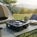 Produktbild: Gaskocher Camping 1 flammig Kochfeld Gasflasche Herd Outdoor Schwarz Metall