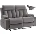 Produktbild: Vevor Loveseat Relaxsessel Elektrische Liegecouch Mit Wärmefunktion & Massage, Massagesessel Aus Samt Mit Usb-anschlüssen & Getränkehaltern & Seitentaschen, Tv-sessel Für Wohnzimmer Grau