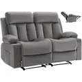 Produktbild: VEVOR Loveseat Relaxsessel elektrische Liegecouch mit Wärmefunktion & Massage, Massagesessel aus Samt mit USB-Anschlüssen & Getränkehaltern & Seitentaschen, TV-Sessel für Wohnzimmer Grau