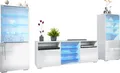 Produktbild: Vladon Wohnwand Granada, Anbauwand bestehend aus 2 Vitrinen und 1 TV-Board, Weiß matt/Weiß Hochglanz inkl. LED-Beleuchtung (286 x 122,5 x 35 cm)