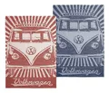 Produktbild: BRISA VW Collection - Volkswagen Geschirr-Abtrocken-Küchen-Handtuch-2er Set im T1 Bulli Bus (Samba/Streifen/Rot)