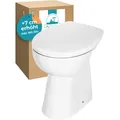 Produktbild: Calmwaters® Spülrandloses Wc Komplettset Elements Wellness Mit Toilettendeckel, Erhöhtes Stand Wc + 7 Cm, Abnehmbarer Wc-sitz Mit Absenkautomatik & Schnellbefestigung, Tiefspüler, Weiß, 07ab3134