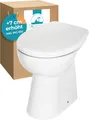 Produktbild: Calmwaters Tiefspül-WC Stand-WC spülrandlos mit Erhöhung, bodenstehend, Standmontage, Abgang Waagerecht, Set mit WC-Sitz, Weiß, +7 cm erhöht, Absenkautomatik, Abnehmbar, 07AB3134
