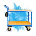 Produktbild: PROREGAL Tischwagen Transportwagen Handwagen Materialwagen Pro mit 2 Etagen | HxBxT 95x50x97cm | 2 Lenk- & Bockrollen | Traglast 400kg | Lichtblau