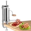 Produktbild: COSTWAY 1,5kg/2,5kg/3kg/5kg Wurstfüller manuell, Wurstmaschine aus Edelstahl, Wurstfüllmaschine silber, Wurstpresse mit Tischklemme, Wurstspritze inkl. Füllrohre (2,5KG - 4 Füllrohre)