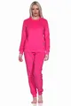Produktbild: Damen Frottee Schlafanzug Langarm Pyjama mit Bündchen - auch in Übergrössen, Farbe:pink, Größe:40-42