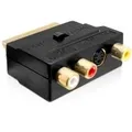 Produktbild: Wentronic Goobay Scart-Adapter, SCART-Stecker (21-Pin), Schwarz - Scartstecker > 3 x Cinchbuchsen + 4 pol. mini DIN-Buchse (50499)