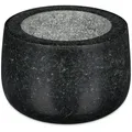 Produktbild: Relaxdays Granit Mörser mit Stößel, robust & langlebig, Gewürze, Kräuter, polierter Steinmörser, Ø 12 cm, 300ml, schwarz