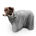 Produktbild: Royal Dry Doggybag - Mikrofaser-Hundetrockenbeutel - M - Rückenlänge 60 cm - Hundehandtuch - Extra SaugfäHig und Schnell Trocknendes mit Klettverschluss - Grau