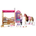 Produktbild: Barbie Spielzeugstall Spielset Puppe Pferd Zubehör 25 Teile 6 Bereiche JDN43