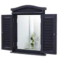 Produktbild: Mendler Wandspiegel Spiegelfenster mit Fensterläden 53x42x5cm - dunkelgrau