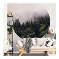 Produktbild: K&L Wall Art Fototapete Fototapete Nebel im Wald Tannenwald Vliestapete Rund Tapete, Nebelwald Tapete grün 2.84 m x 2.84 m