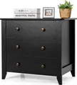 Produktbild: GOPLUS Kommode mit Schubladen, Aufbewahrungsschrank mit erhöhter Sockel & Handgriff, Sideboard Holz für Wohnzimmer (Schwarz)