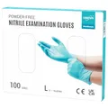 Produktbild: EUROPAPA® 100x Nitrilhandschuhe Einweghandschuhe Einmalhandschuhe Untersuchungshandschuhe Nitril Handschuhe puderfrei ohne Latex unsteril latexfrei disposible gloves (L, Hellblau)