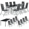 Produktbild: Juskys Aluminium Gartengarnitur Milano Gartenmöbel Set mit Tisch und 8 Stühlen Silber-Grau mit schwarzer Kunstfaser Alu Sitzgruppe Balkonmöbel - Grau/Schwarz