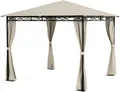 Produktbild: Blumfeldt Mondo - Pergola Partyzelt Gartenzelt Gazebo, Größe: 2,95 x 2,6 x 2,95 m (BxHxT), 4 Seitenteile, EasyMount Concept, Witterungsschutz: UV / Wind / Regen, beige