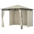 Produktbild: Mondo - Pergola Partyzelt Gartenzelt Gazebo, Größe: 2,95 X 2,6 X 2,95 M (bxhxt), 4 Seitenteile, Easymount Concept, Witterungsschutz: Uv / Wind / Regen, Beige - Blumfeldt