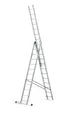 Produktbild: DRABEST Leiter PRO Serie Aluleiter 3-teilig Mehrzweckleiter 3x12 Stufen Leiter Multifunktionsleiter Kombileiter bis 150 kg Beslastbar - Arbeitshöhe 8,09 m - inkl. Eimerhaken