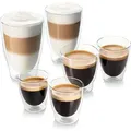 Produktbild: Tchibo 6er Gläser Set, 2x Latte Macchiato, 2x Caffè Crema, 2x Espresso, Doppelwandig, Modernes Design, heiß und kalt