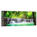 Produktbild: DEQORI Küchenrückwand 'Wasserfall im Regenwald', Glas Spritzschutz Badrückwand Herdblende grün 125 cm x 50 cm