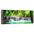Produktbild: DEQORI Küchenrückwand Glas | Motiv Wasserfall im Regenwald | 125x50 cm | Bad- oder Herd-Rückwand | Herdblende Spritzschutz für Küche & Badezimmer | moderne Deko für Fliesenspiegel