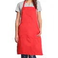 Produktbild: BIGHAS Verstellbare Schürze mit Tasche, Extra Lange Bänder für Damen und Herren, 18 Farben, für Koch, Küche, Zuhause, Restaurant, Cafe, Kochen, Backen, Gartenarbeit (Rot)