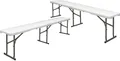 Produktbild: 2x Wetterfeste Bierbank - Klappbar 182x27x43 - Kunststoff Sitzbank Klappbank Set