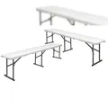 Produktbild: 2x Wetterfeste Bierbank - Klappbar 182x27x43 - Kunststoff Sitzbank Klappbank Set