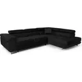 Produktbild: Ecksofa Aller L-form mit Schlaffunktion und Bettkasten in Schwarz (Jasmine 100), Rechte Ottomane