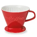 Produktbild: Creano Porzellan Kaffeefilter XXL (Rot) für Filtertüten Gr. 4 und 6, ca. 800gr Gewicht für extrem sicheren Stand, Achtung schwer, in 6 Farben erhältlich