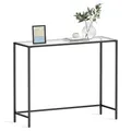 Produktbild: VASAGLE Konsolentisch, Beistelltisch, Oberfläche aus Hartglas, moderner Sofatisch, einfacher Aufbau, verstellbare Füße, Wohnzimmer, Flur, tintenschwarz-transparent LGT026B01